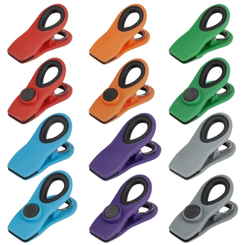 TACGEA Chip Clips  Magnetic Bag Clips with Air Tight Seal for Food Storage  12 Pieces  Multicolor - Image 1